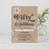 Invitation Rétro floral des années 1970 50 ans et fabuleux In (Debout devant)