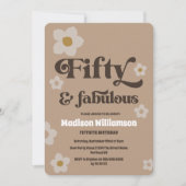 Invitation Rétro floral des années 1970 50 ans et fabuleux In (Devant)