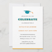 Invitation Retro Floral Élégant Script Chic Photo Graduation (Dos)