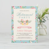 Invitation Retro Floral Feminine Retraite Party (Debout devant)