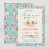 Invitation Retro Floral Feminine Retraite Party (Devant / Derrière)