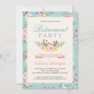 Invitation Retro Floral Feminine Retraite Party