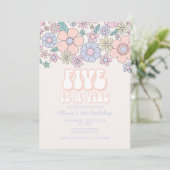 Invitation Retro Floral Five est un Vibe 5e anniversaire (Debout devant)