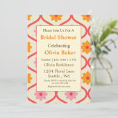 Invitation Retro Floral Ogee Mid-Century Modern Bridal Shower (Debout devant)