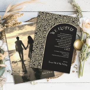 Invitation Retro Floral Raffiné Crème Boho Noir Nous Avons El
