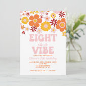 Invitation Retro Flower EIGHT est une Vibe 8e anniversaire (Debout devant)