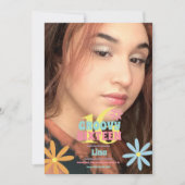 Invitation Retro Flower Sweet 16 Anniversaire Photo (Devant)