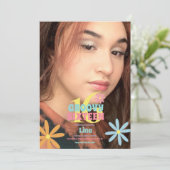 Invitation Retro Flower Sweet 16 Anniversaire Photo (Debout devant)