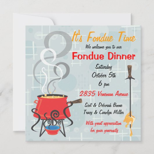 Invitation Retro Fondue Party (Devant)