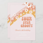 Invitation Retro Four Ever marguerite Super boho 4e anniversa (Devant / Derrière)