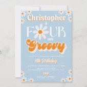 Invitation Retro Four Ever Super Boys 4e anniversaire (Devant)