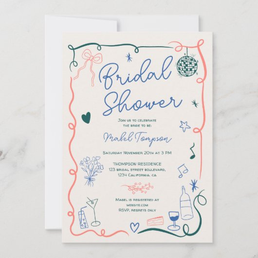 Invitation Retro Français dessiné à la main (Devant)