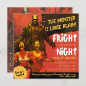 Invitation Rétro Frankenstein Adult Horror Fright Night (Devant / Derrière)
