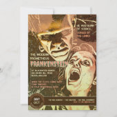 Invitation Rétro Frankenstein Horreur Vintage (Devant)