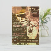 Invitation Rétro Frankenstein Horreur Vintage (Debout devant)
