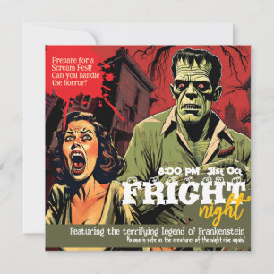 Invitation Retro Frankenstein Vintage Horreur fête d'Hallowee