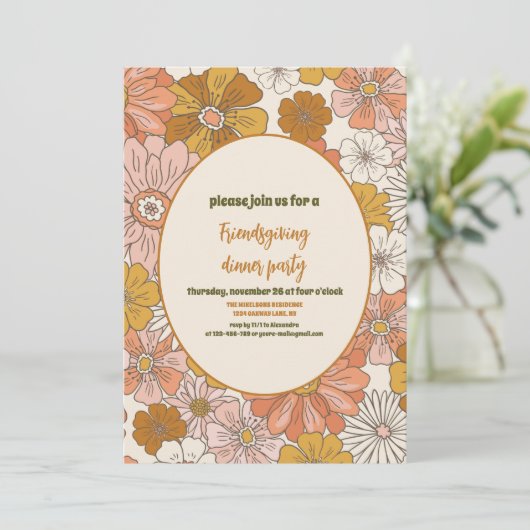 Invitation Retro Friendsgiving Thanksgiving Dîner (Debout devant)