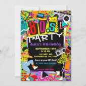 Invitation Retro Fun Bright 80's Party People Anniversaire (Devant)