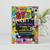 Invitation Retro Fun Bright 80's Party People Anniversaire (Debout devant)