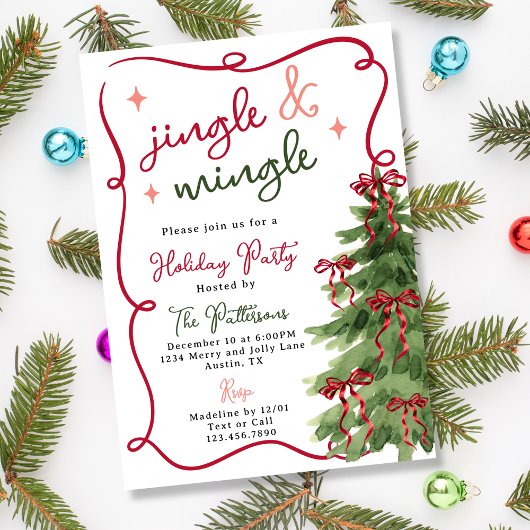 Invitation Retro Fun Jingle & Mingle Christmas Holiday Party