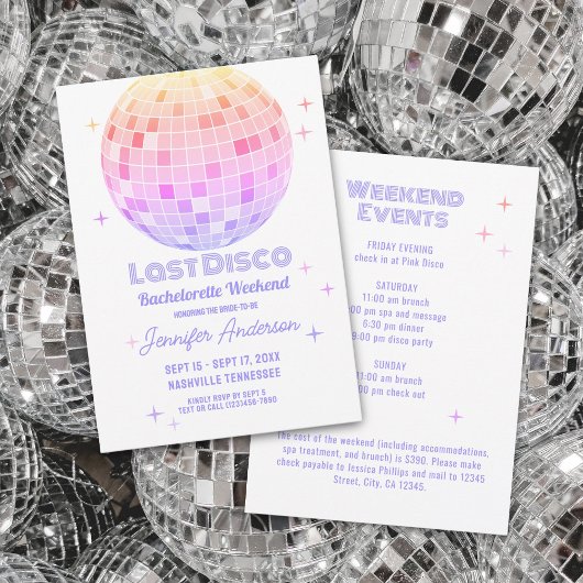 Invitation Retro Funky les années 70 Pink Disco Bachelorette 