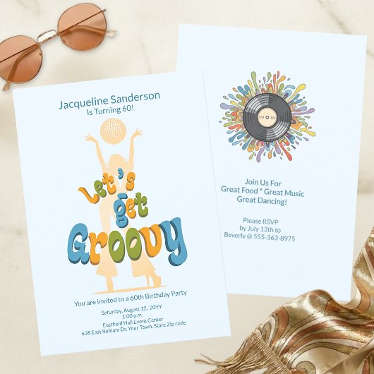 Invitation rétro funky pour 60e anniversaire