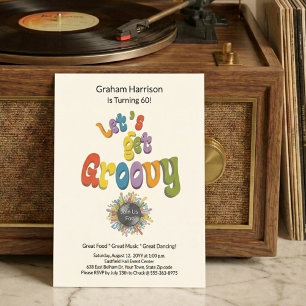 Invitation rétro funky pour 60e anniversaire