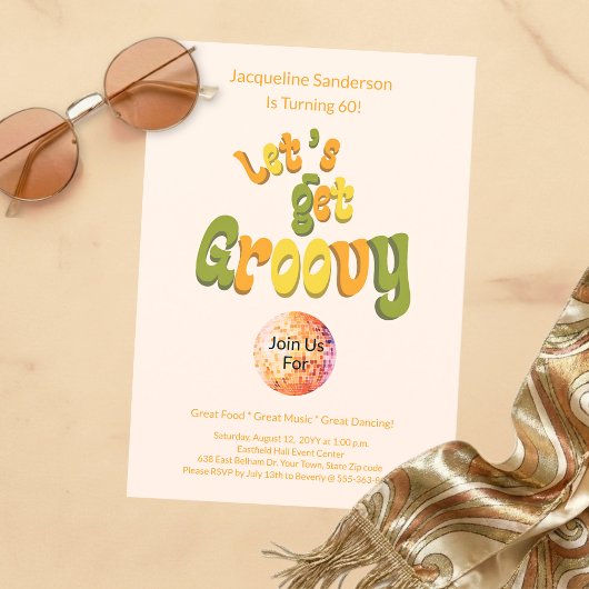 Invitation rétro funky pour les 60 ans