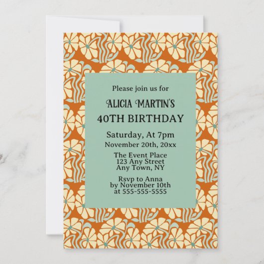 Invitation Retro Funky Super Boho Botanical Anniversaire (Devant)
