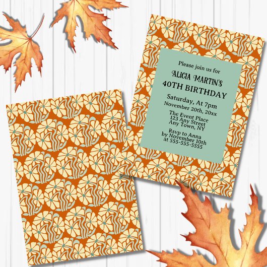 Invitation Retro Funky Super Boho Botanical Anniversaire