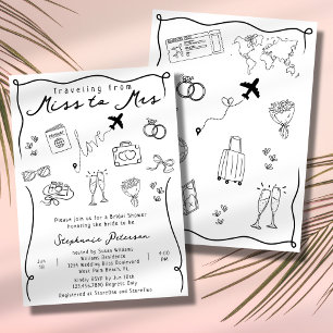 Invitation Retro Funky Whimsical Miss à Mme Fête des mariées