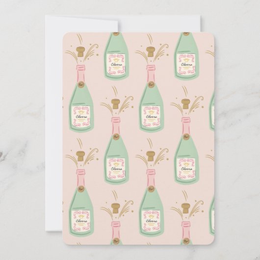 Invitation Retro Funny Peach Champagne Bachelorette Party (Dos)