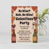 Invitation Retro Galentine Be Wine Funny Party Personalized (Debout devant)