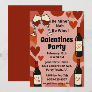 Invitation Retro Galentine Sois Vin Fête Personnalisée