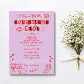 Invitation Rétro Galentine's Saint-Valentin Dessiné à la Main
