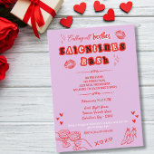 Invitation Rétro Galentine's Saint-Valentin Dessiné à la Main