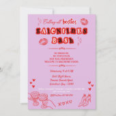 Invitation Rétro Galentine's Saint-Valentin Dessiné à la Main (Devant)