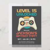 Invitation Retro Gamer Niveau Garçon Déverrouillé Jeu vidéo A (Devant)