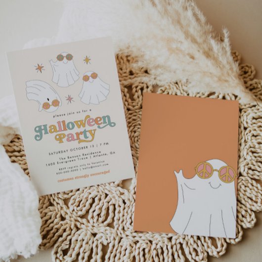 Invitation Retro Ghost Cute Halloween Party