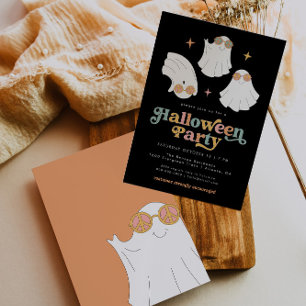 Invitation Retro Ghost Cute Halloween Party