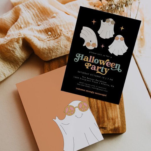 Invitation Retro Ghost Cute Halloween Party