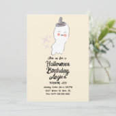Invitation Retro Ghost Doodle Halloween fête d'anniversaire (Debout devant)
