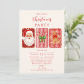 Invitation Retro Gingham Santa Gingerbread Christmas (Debout devant)