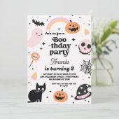Invitation Retro Girls Boothday Halloween Anniversaire (Debout devant)