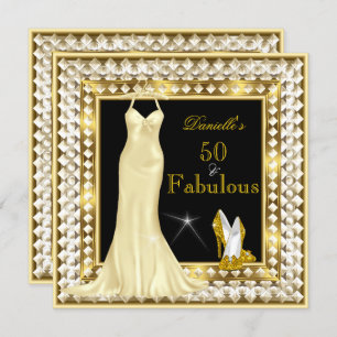 Invitation Retro Glamor Hollywood Fabulous 50 Gold Deco