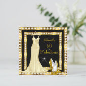 Invitation Retro Glamor Hollywood Fabulous 50 Gold Deco 2 (Debout devant)