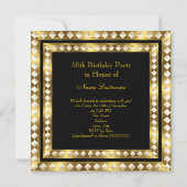 Invitation Retro Glamor Hollywood Fabulous 50 Gold Deco 2 (Dos)