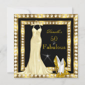 Invitation Retro Glamor Hollywood Fabulous 50 Gold Deco 2 (Devant)