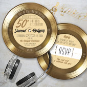 Invitation Retro Gold Black Vinyl Record 50e fête d'anniversa