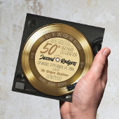 Invitation Retro Gold Black Vinyl Record Player 50th Birthday